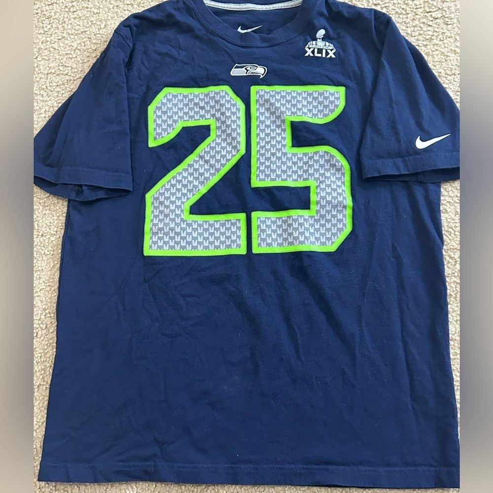 Super Bowl XLIX Seattle Seakhawks Nike Shirt #25 Richard Sherman Size XL